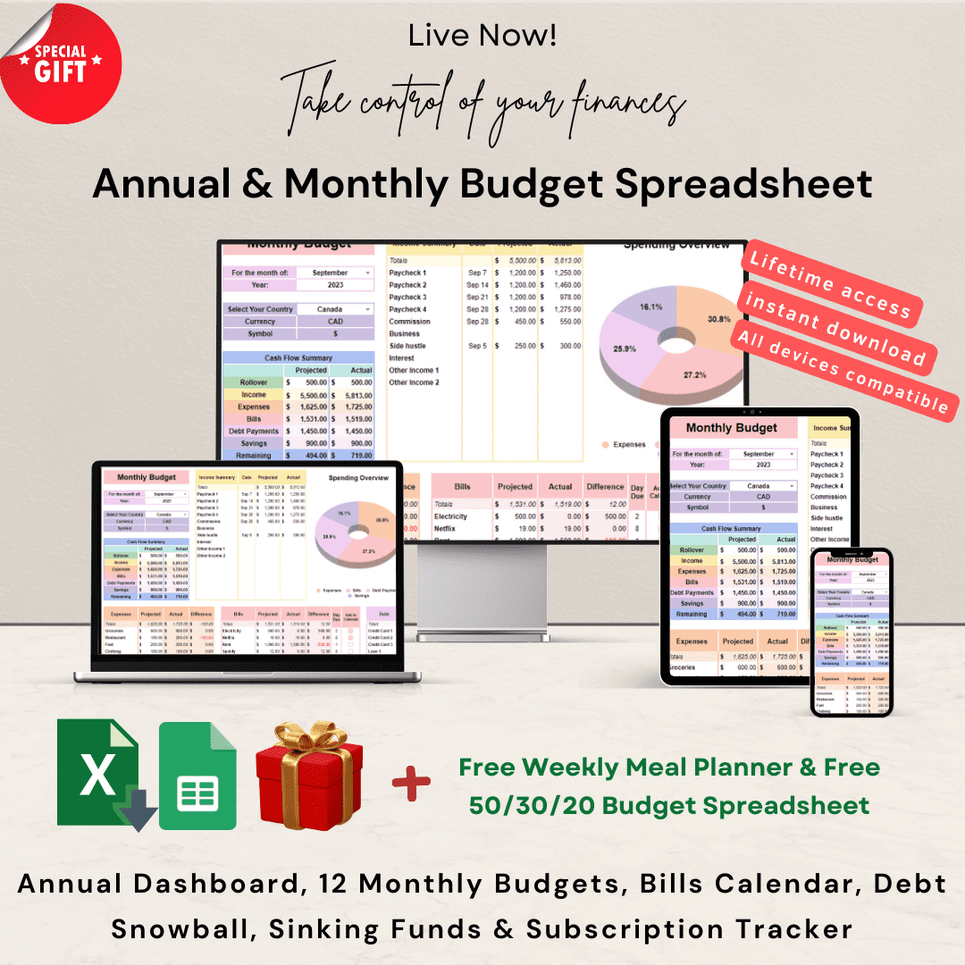 Visual representation of an Annual & Monthly Budget Spreadsheet - a powerful tool for financial planning and management