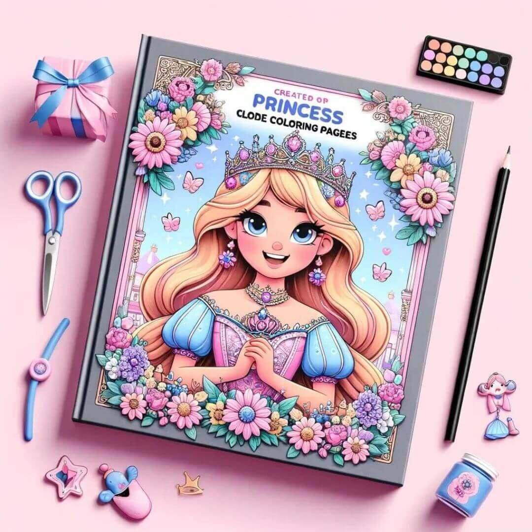Collection of princess-themed coloring pages for children's activities